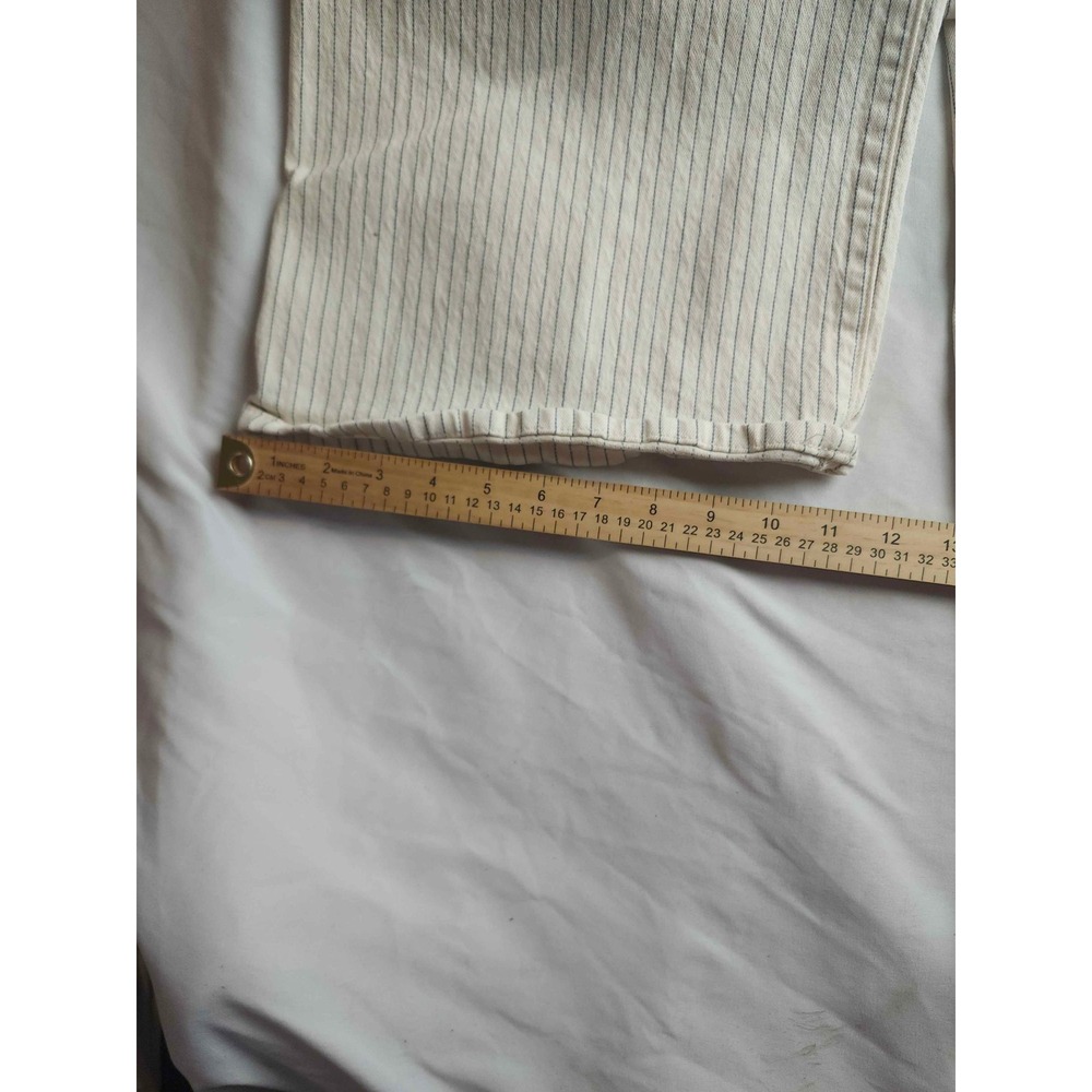 Universal Thread Sailor Wide Leg Pinstripe Pants Cream Navy Blue 14R High Rise - Picture 2 of 9